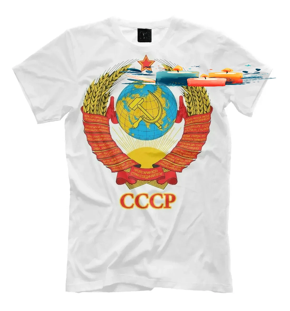 Retro USSR CCCP Soviet Union National Emblem T-Shirt 100% Cotton O-Neck Summer Short Sleeve Casual Mens T-shirt Size S-3XL