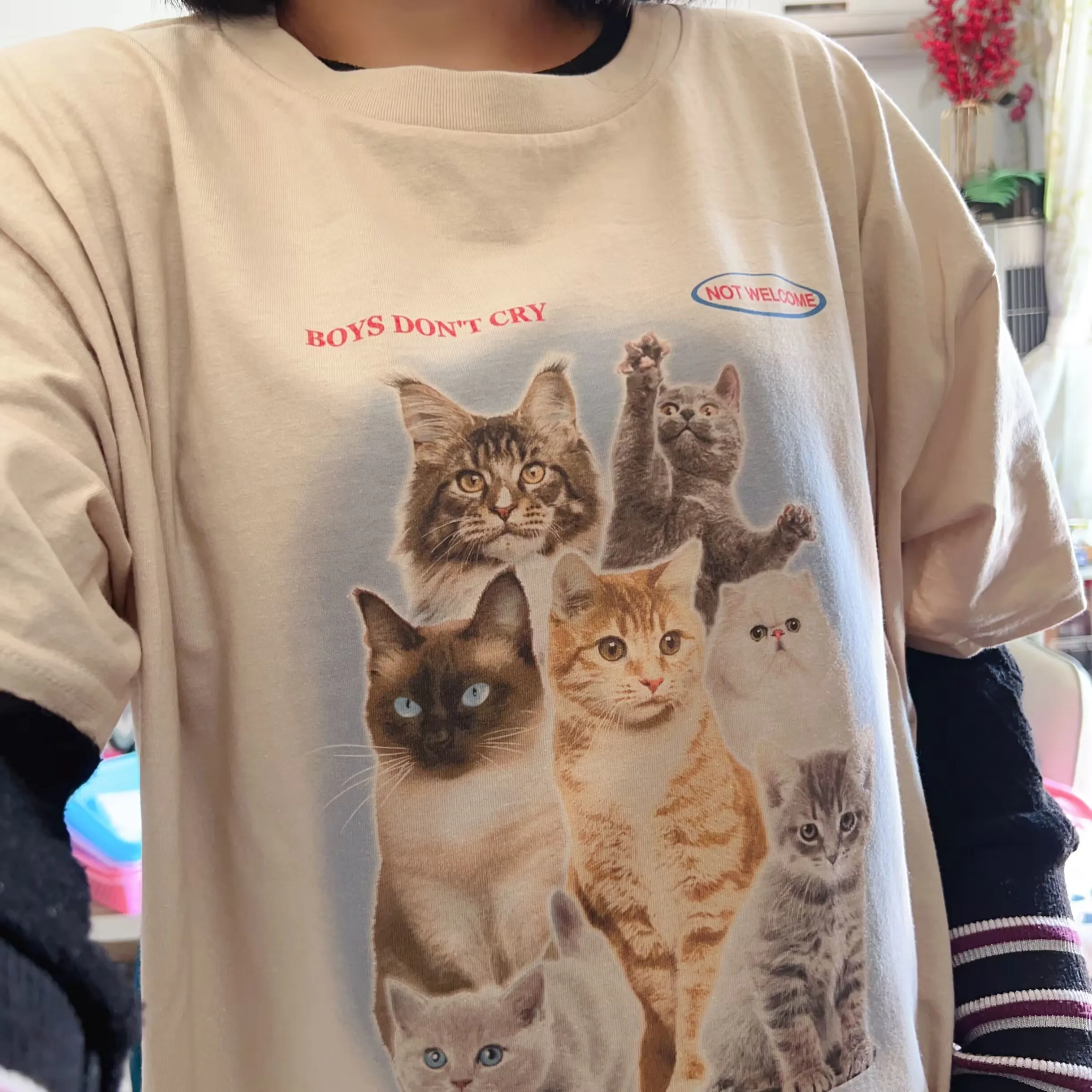 

1pcs Boys Dont Cry Cats Summer Funny T shirt For Women T Shirt Fashion tshirt women tops tees short sleeve Women t-shirt