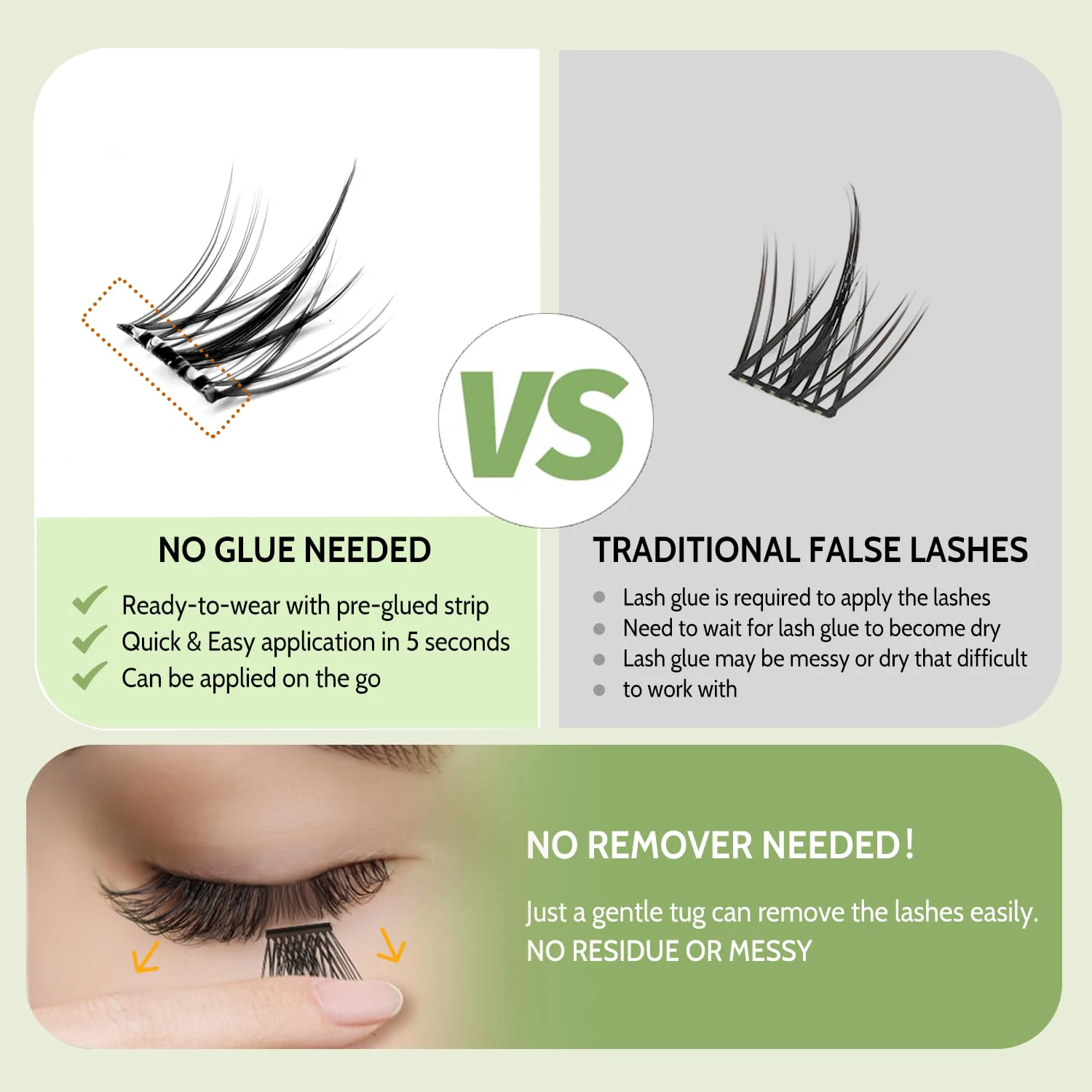QSTY Self Adhesive Eyelashes 36 PCS Reusable Adhesive Eyelashes Pre-Glued Cluster Lashes C Curl No Glue Eyelashes 10-16mm with