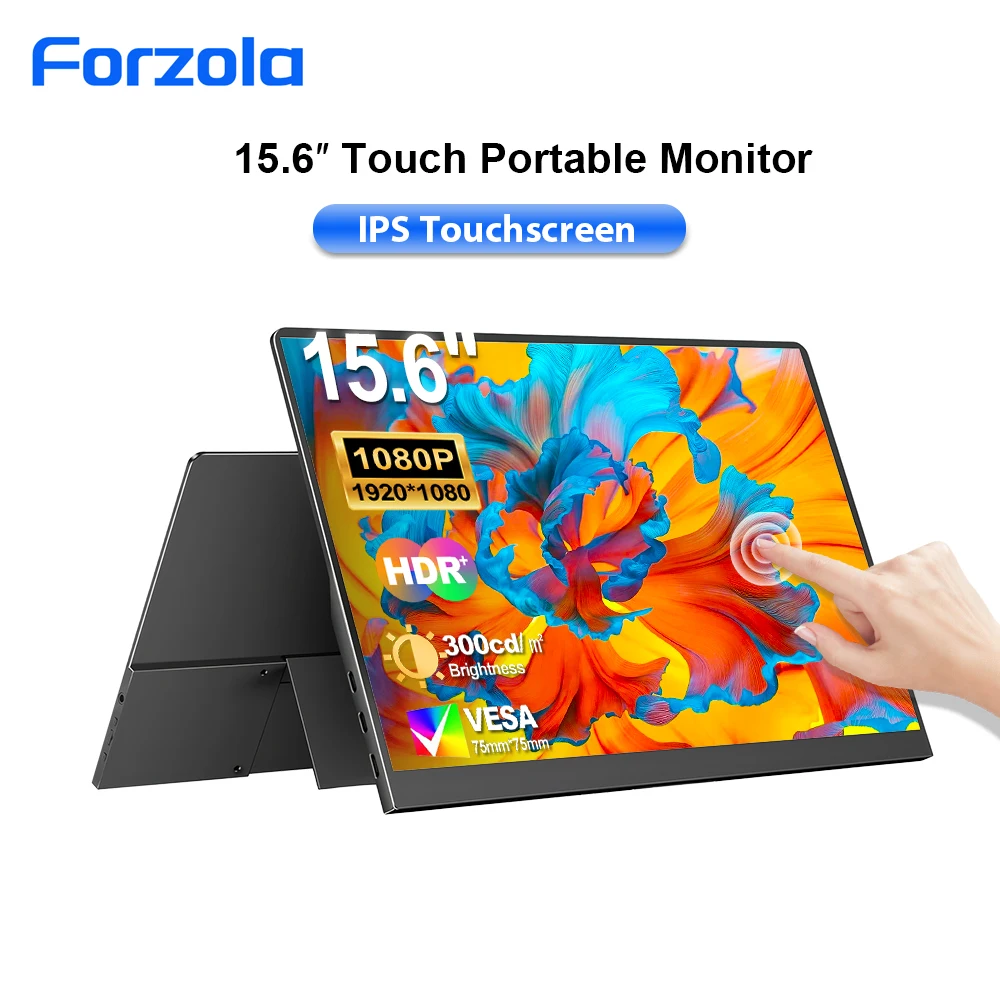 FORZOLA 15.6" FHD 1080p Touch Monitor Portable IPS Extend Screen HDR USB-C HDMI Desktop Computer Display For Laptop Mac PS4 Xbox