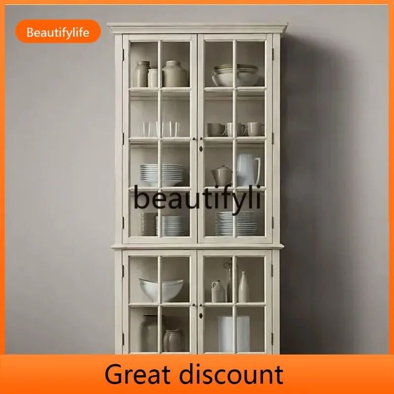 

A503 H50 Американский деревенский стиль, массив дуба, французский ретро, полностью массив дерева, однодверный, двойной, четырехдверный книжный шкаф