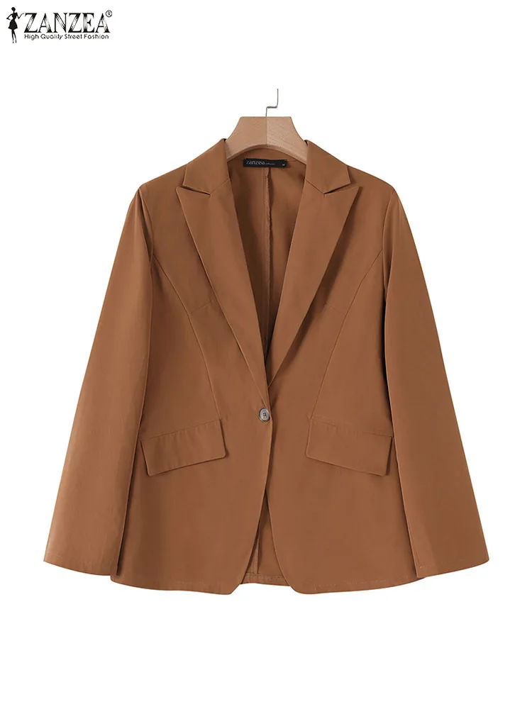 Elegant OL Blazer ZANZEA Ladies Office Suits Spring Lapel Neck Long Sleeve Jackets Fashion Solid Thin Coats Women Casual Outwear