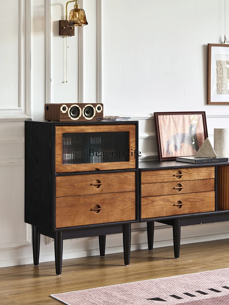 

*French retro black decorative cabinet medium and antique household high-end storage cabinet