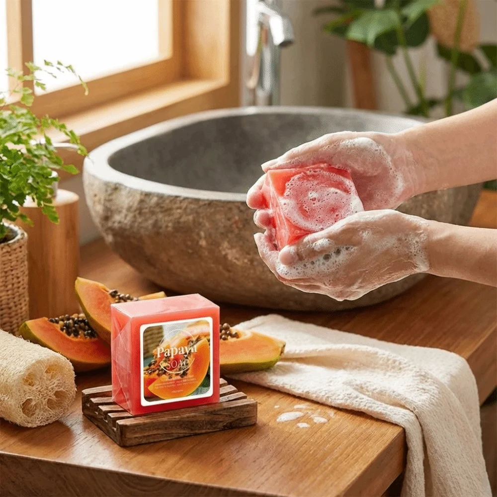 Vitamin C Papaya Extract Soap Nourishing Gently Nourishing Handmade Soap Moisturizing Deep Cleansing Essential Oil Soap Bathroom