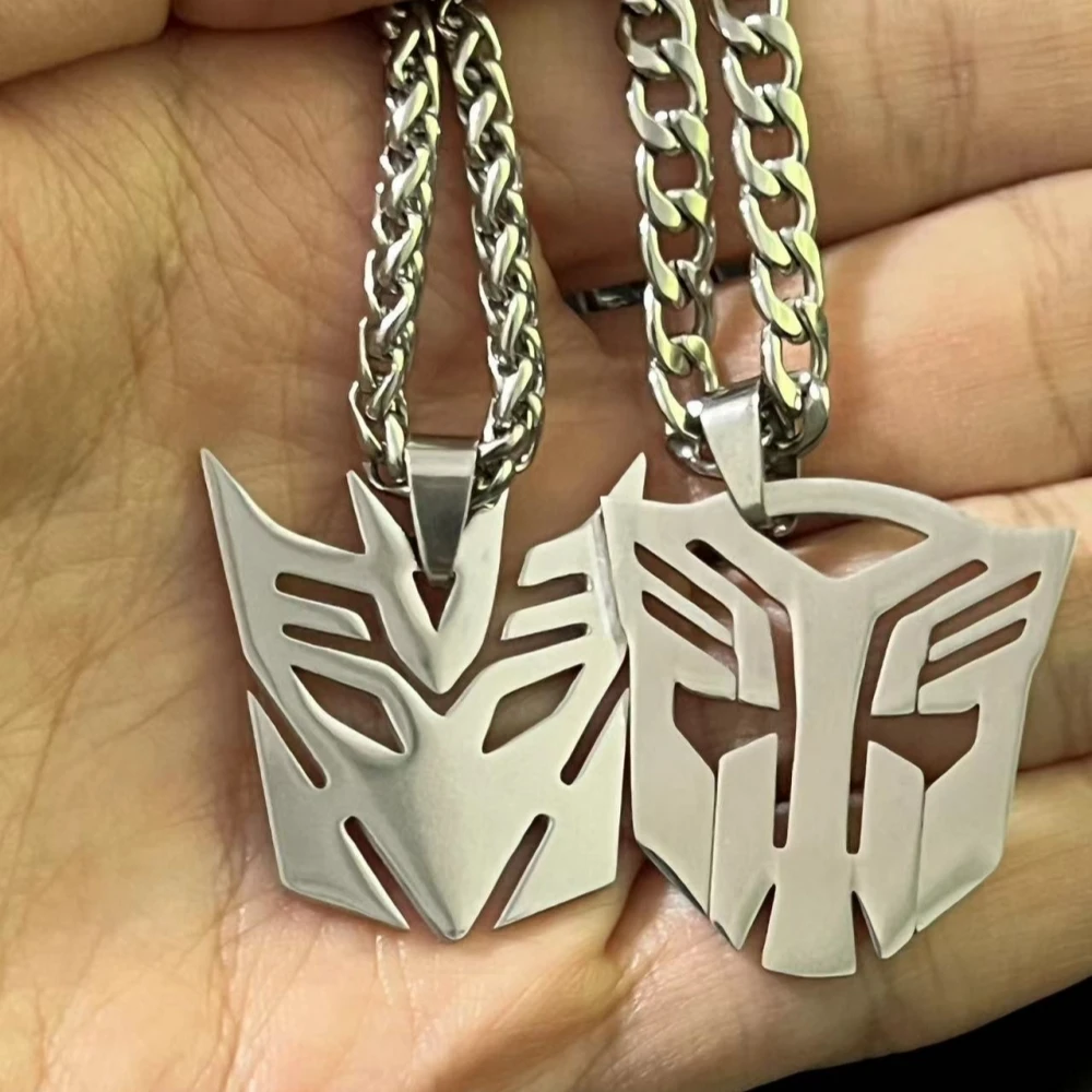 HNSP Anime Movies Autobots Sign Stainless Steel Pendant Chain Necklace For Men Boy Jewelry Accessories Gifts