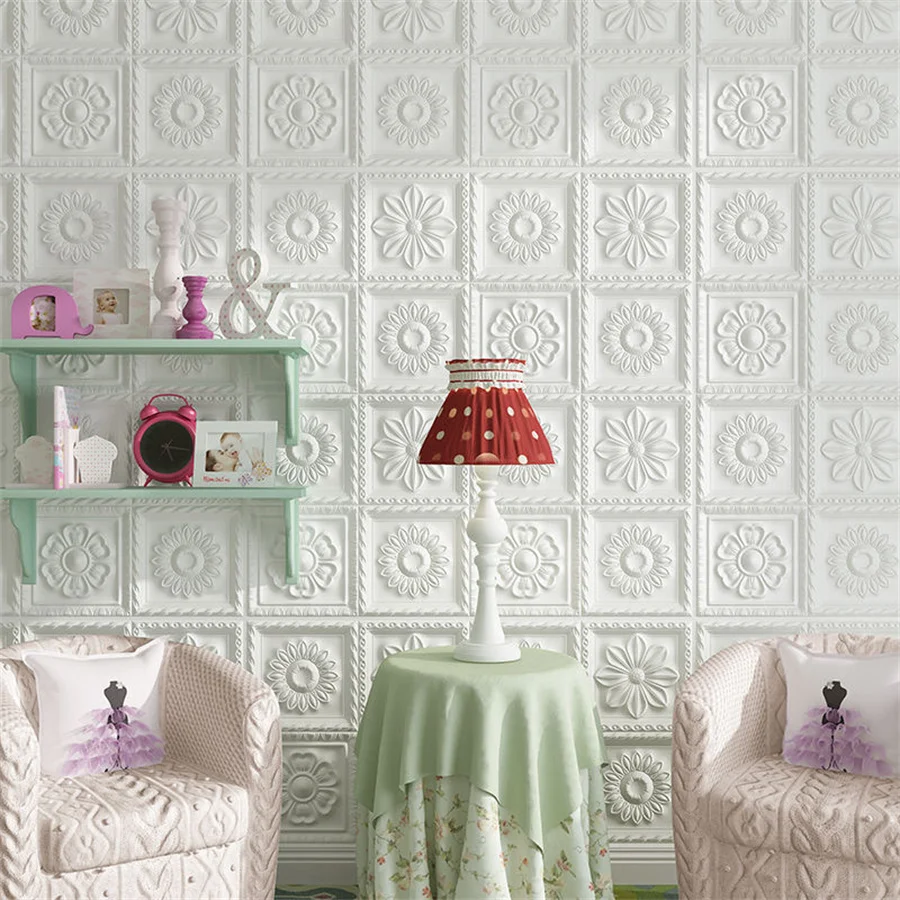 3D Wall Stickers Pastoral Style Wallpaper Self-Adhesive Waterproof Moisture-Proof Warm Bedroom Living Room Background Home Decor