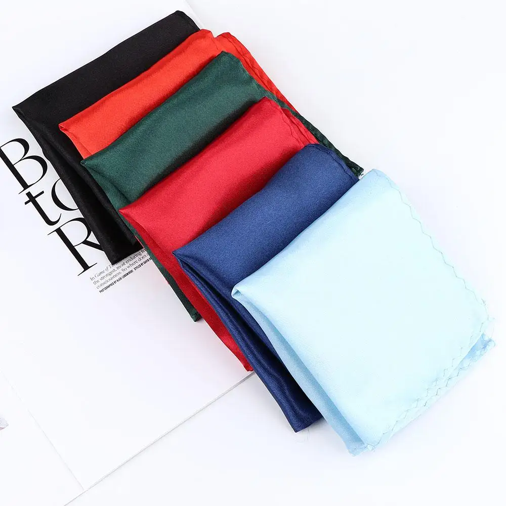 Party Fashion Men 15 Color Square Solid Solid for Wedding Dress Party Satin Plain Hanky Pocket Square Handkerchief Silk Hanky