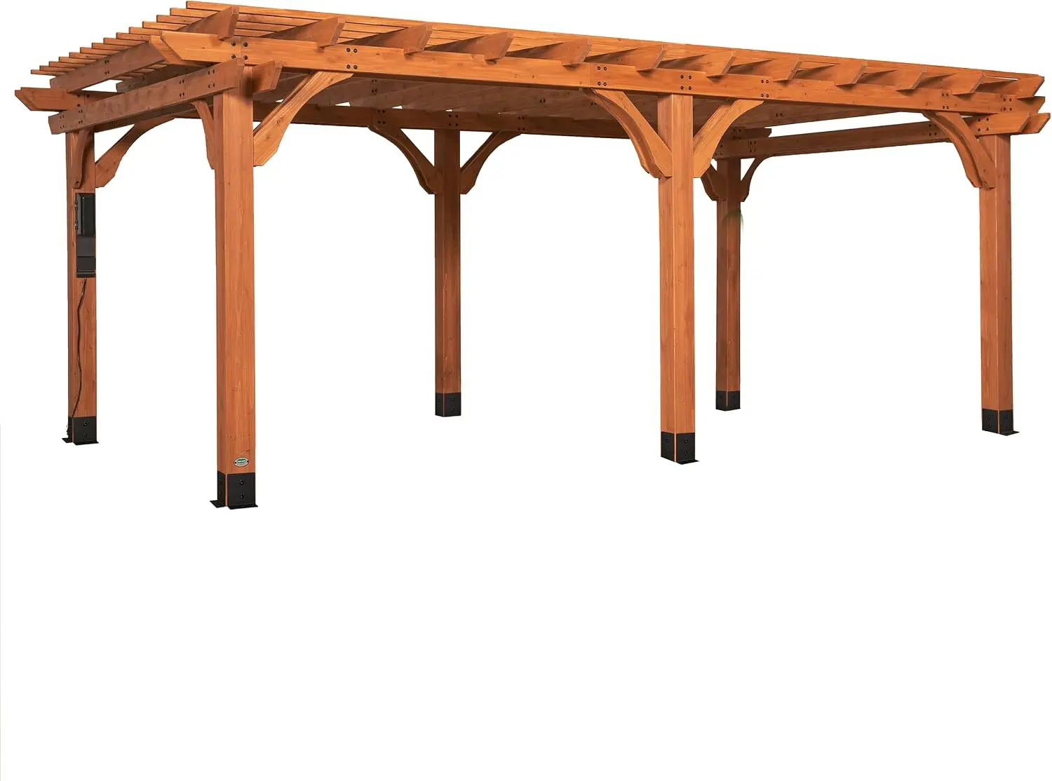 Beaumont 20' x 12' Traditional Cedar Wood Pergola Kit with Trellis Roof, All-Season Durability, High-Wind Rating, PowerPort, Sha