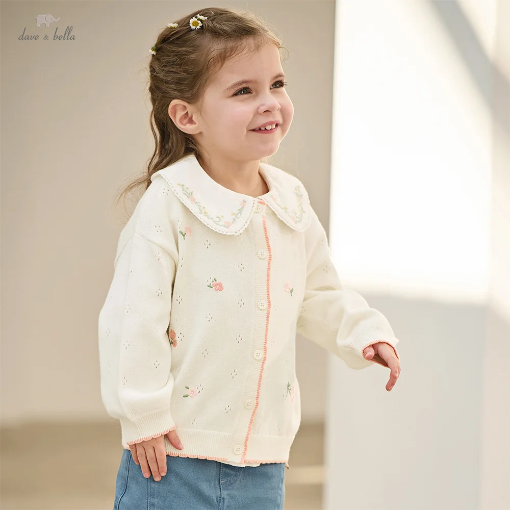

Dave Bella Girls Sweater Autumn Spring Kids Long Sleeve Sweater Cardigan Pure Cotton Baby Elegant Top Children Clothes DB1260991