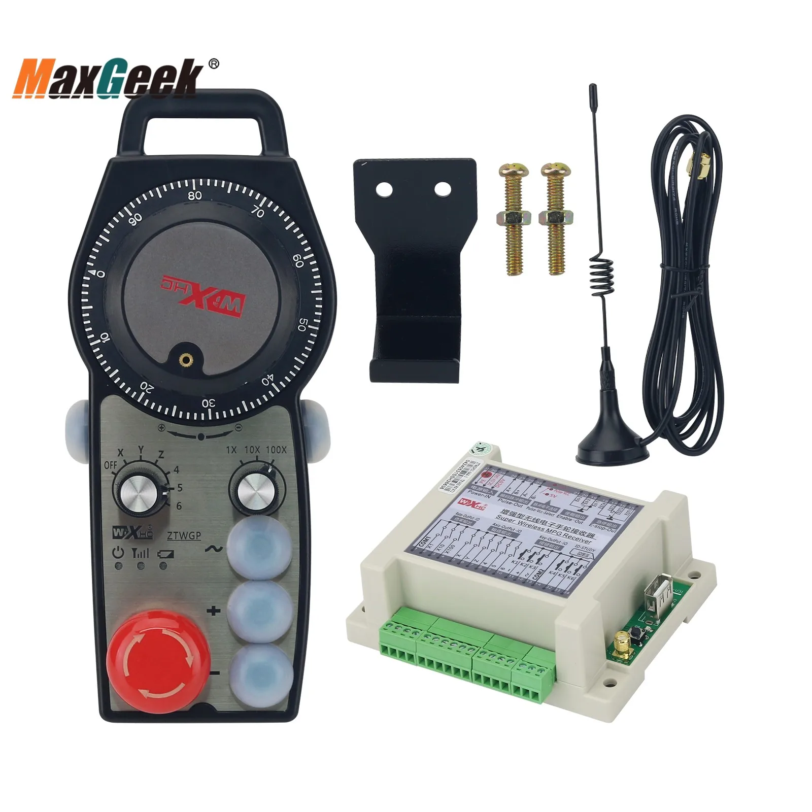 

Maxgeek ZTWGP-3 Wireless Manual Pulse Generator CNC MPG Controller 6-Axis Handwheel with 3 Customized Expansion Buttons