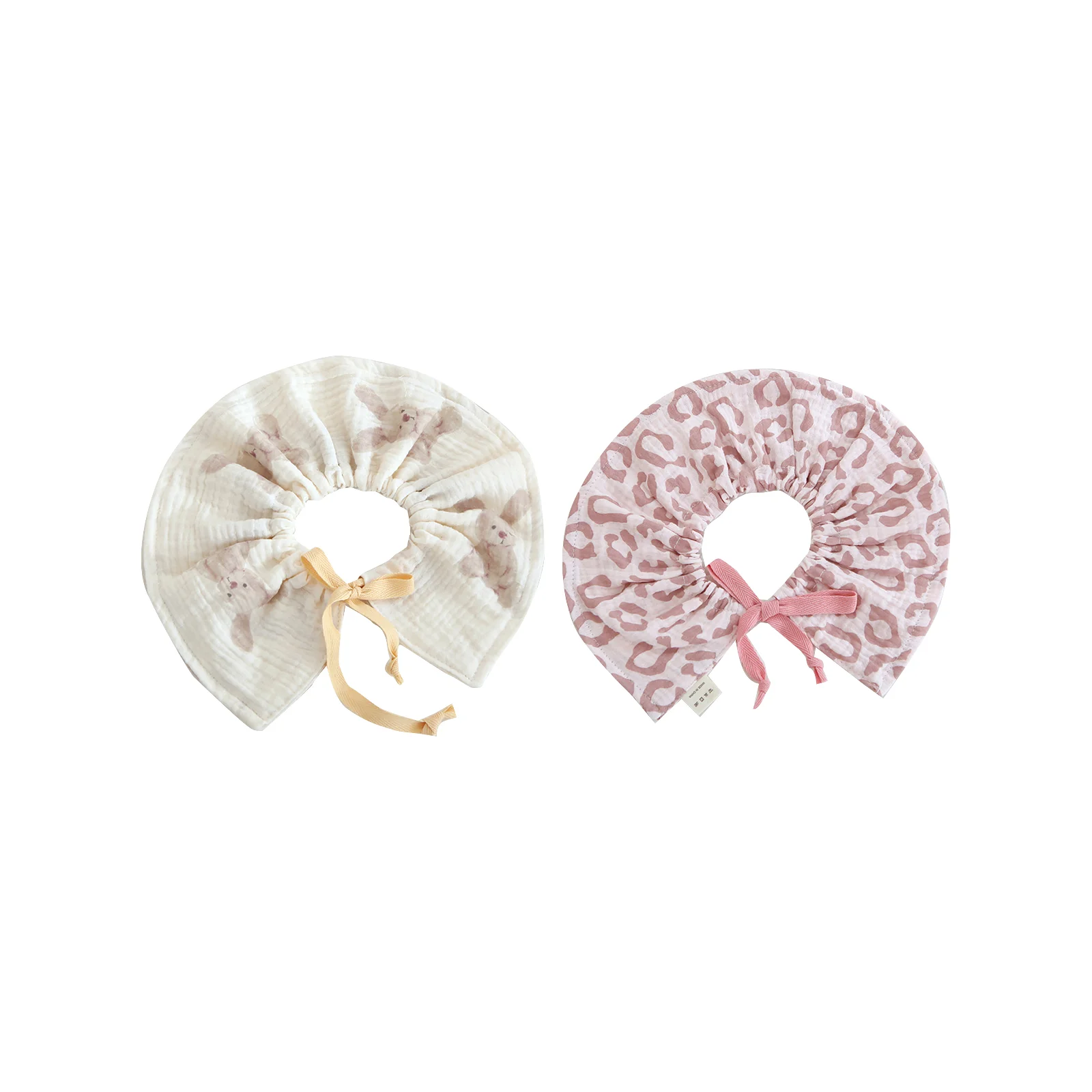 

4-слойный марлевый комбинированный нагрудник с цветочным принтом на 360 градусов - милый кролик + розовый леопардовый принт