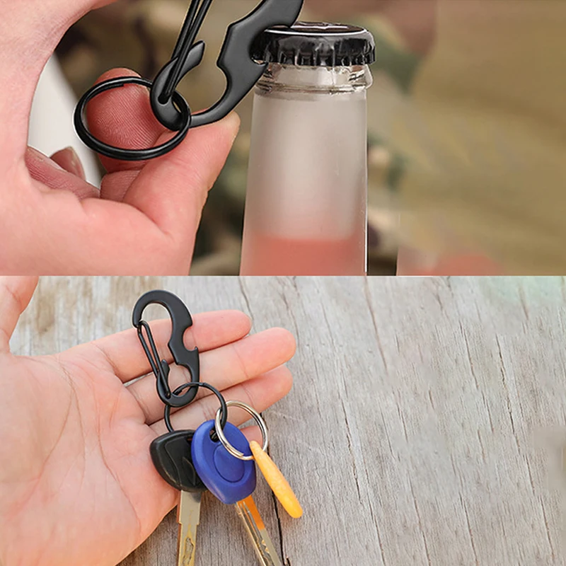 1PC Classic Mini Bottle Opening Lock Outdoor Keychain Multi Tool Spring Hook Buckle Metal Carabiner