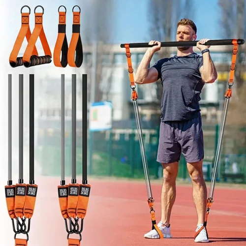 Imagen 2 del producto Kit de barra de Pilates con banda de resistencia, banda de asistencia multifuncional para dominadas, juego de palos de Yoga y Pilates para entrenamiento de fuerza en el gimnasio en casa