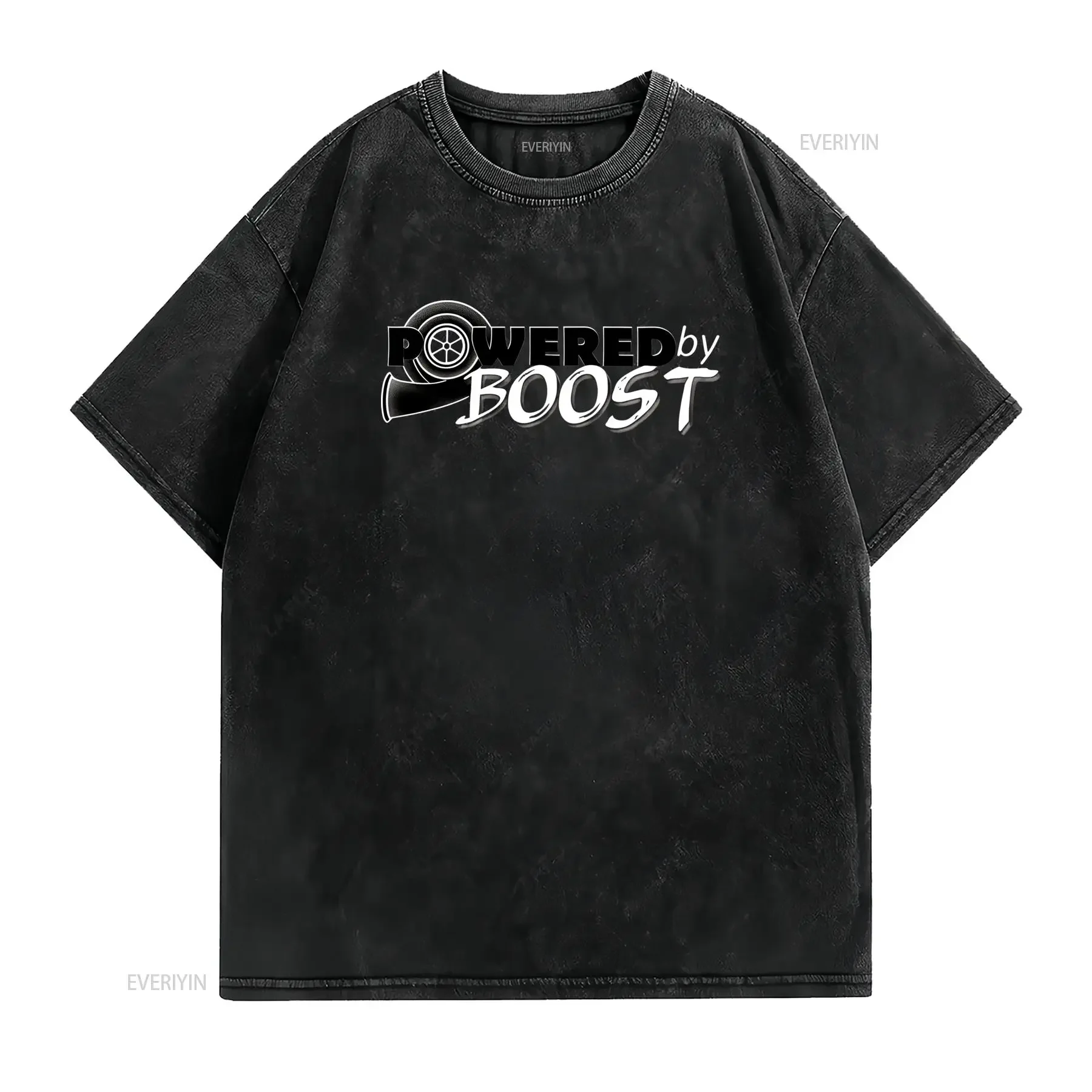 Streetwear Powered By Boost Turbo Print Cool Car Tuning Enthusiast Casual T Shirt vintage Washed Slightly designer clothes