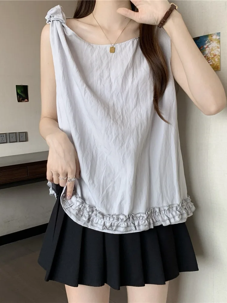 엘리 우든 헴터 베스트 여성 여름 플러스 사이즈 유니크 슬림핏 탑 출퇴근용 스트레이트 컷