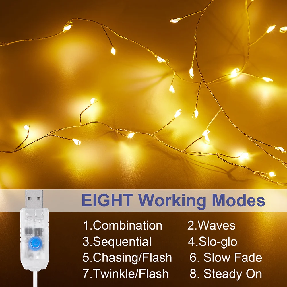 3M 6M LED Fairy Lights Copper Wire String USB Remote Control Dimmable Outdoor Christmas Lights Timer Garlands Party Decoration