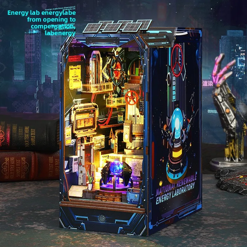 DIY Miniature House "Energy Lab," Handmade 3D Book Puzzle, Creative Birthday Gift Decoration