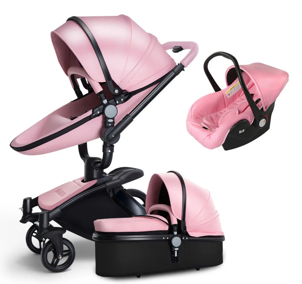 Luxury Woman Baby Stroller High View Baby Pram Carrier Chinese Supplier Directly Sale 3 in 1 Carton Box 360 4 Big Wheels