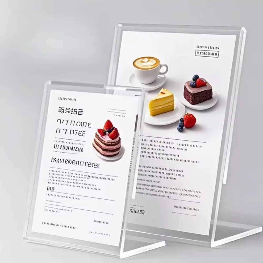 A4/A5 Table Sign Holder L-Type Clear Transparent Menu Paper Holder Ad Frame Double Side Acrylic Display Stand Exhibit Display