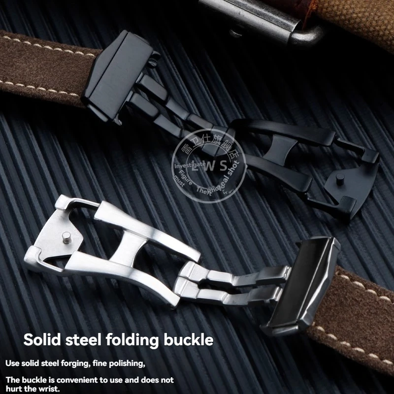 حزام ساعة جلد عتيق 21 ملم لساعة أوميغا سبيدماستر الجانب الداكن من القمر 311 - حزام جلد العجل الناعم للرجال، بني/أسود