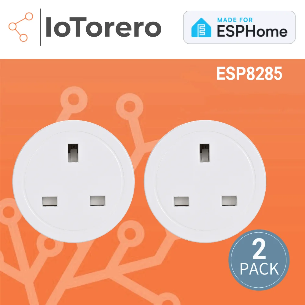 

IoTorero, сделано для ESPHome, 2 упаковки, ESP8285, британская вилка, мониторинг потребления, 13 А, работает с домашним помощником