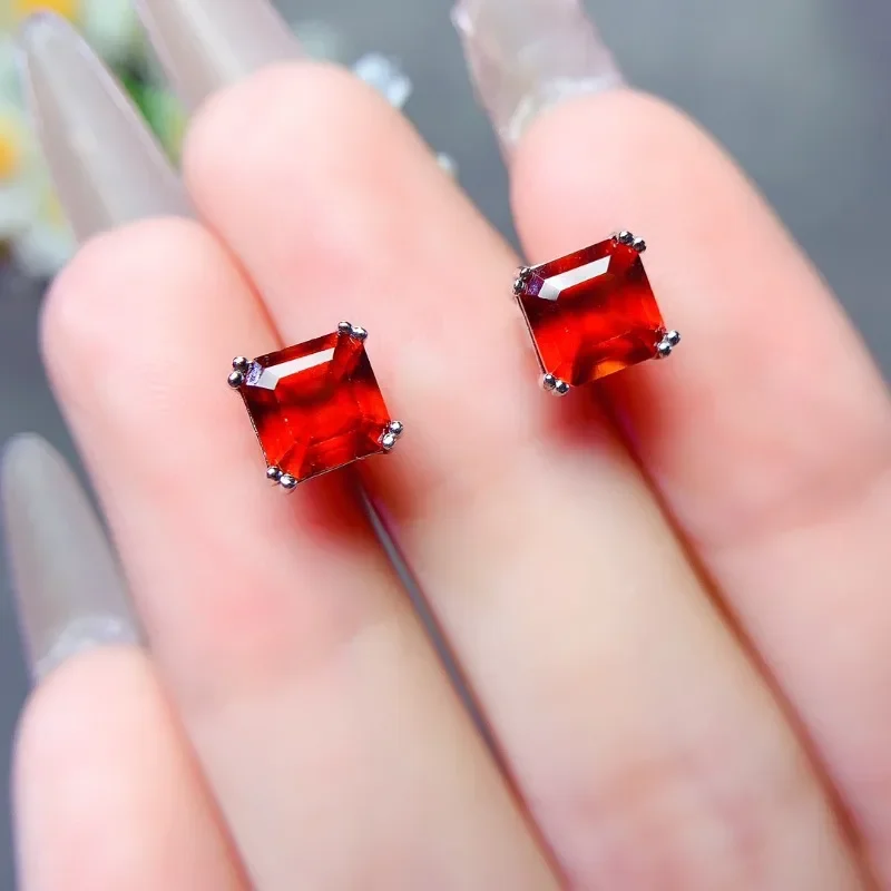 Jewelry 100% Natural Mandarin Garnet Garnet Stud Earrings for Daily Wear VVS Grade 925 Silver Garnet Jewelry