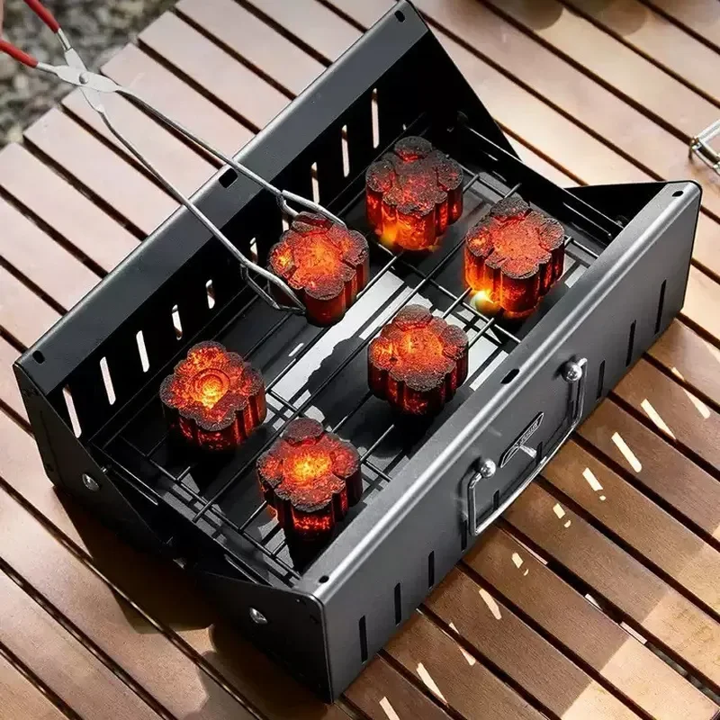 Portable Folding Wood Charcoal BBQ Grill Smokeless Desktop Stove for Outdoor Camping Home Tea Making