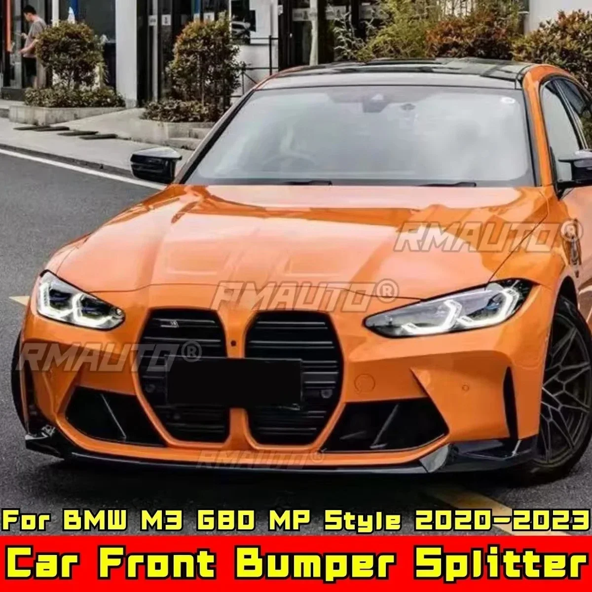 Para bmw m3 g80 2020-2023 pára-choques divisor preto brilhante estilo mp amortecedor dianteiro spoiler guarda modificação parte acessórios do carro