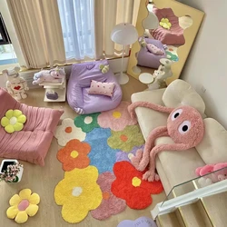 IG Decorative Carpet Flower Tufted Home Colorful Bedroom Bedside Irregular Large Area Rug Non-slip Floor Mat  سجادة اطفال коврик