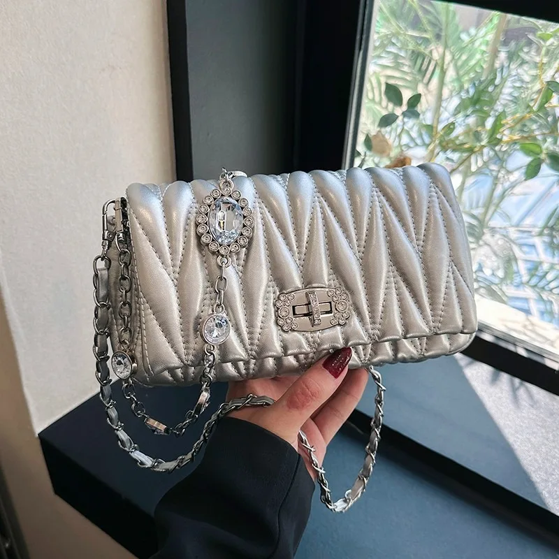 

Женская сумка подмышки, модная новая плиссированная сумка, модная сумка-мессенджер с цепочкой