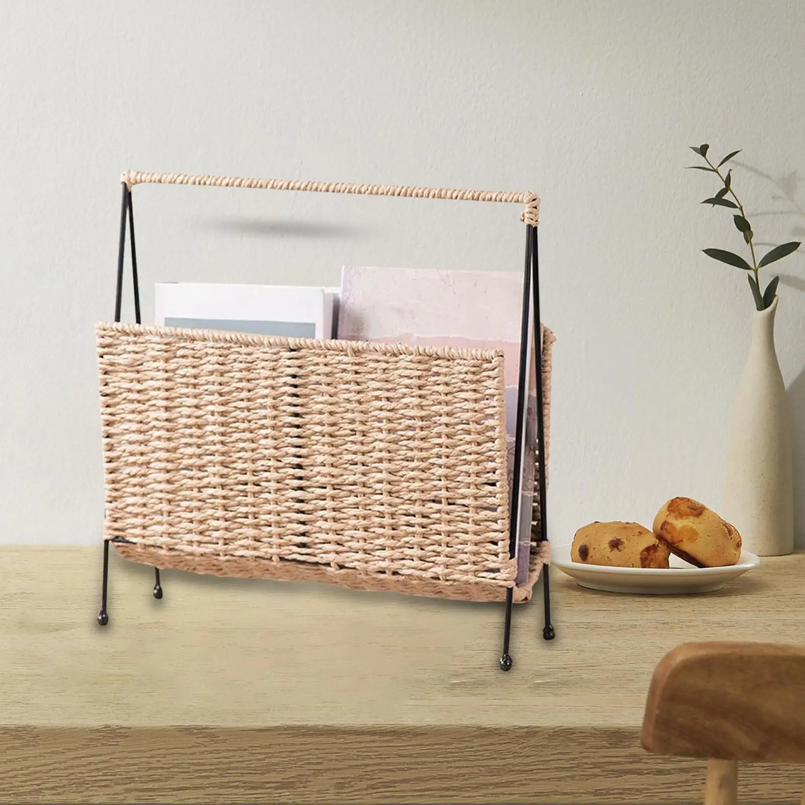 

Magazine Rack Display Stand Newspapers Holder 35x6x36cm Multifunctional Metal Support Decoration for Sofa Or Bedroom Bedside