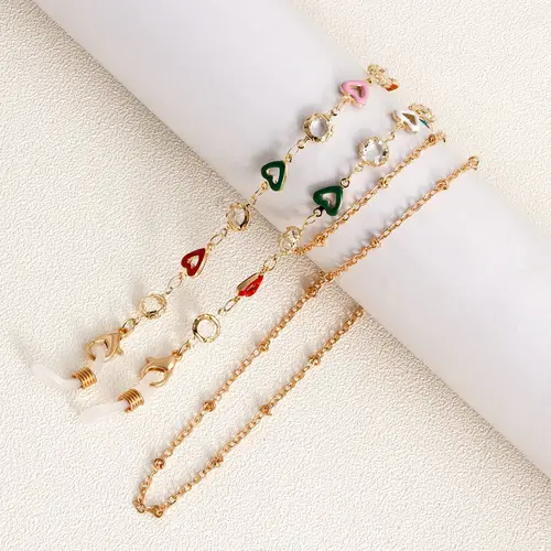 Imagen 2 del producto Cadenas de enmascaramiento para gafas de sol para mujer, cadenas acrílicas de cristal con forma de corazón, cordón de cristal, joyería de moda al por mayor 2025