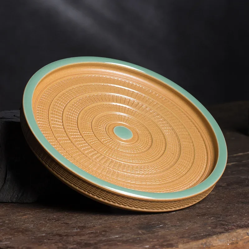 Jumping knife pot bearing handmade tea holder ceramic kung fu tea set tea table tea holder water storage pot tray