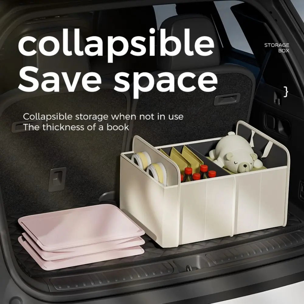 

Collapsible Car Storage Organizer Large Capacity Durable Handle Car Trunk Organizer Multi Compartment Non-Slip Bottom