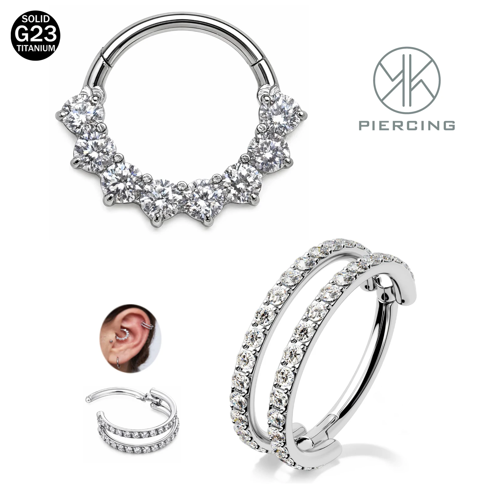 Titanium Cartilage Hoop Earrings for Women and Men Hypoallergenic 16G Silvery/Golden Nose Ring Septum Clicker Piercing Jewelry