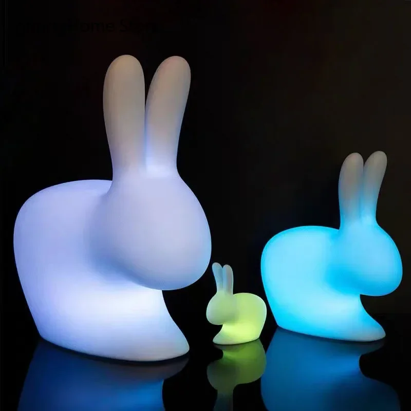 Rabbit Lamp LED Illuminated Remote Control Dimming Chargeable Outdoor Light Holiday Gift Children\'s Room Decoration Night Light