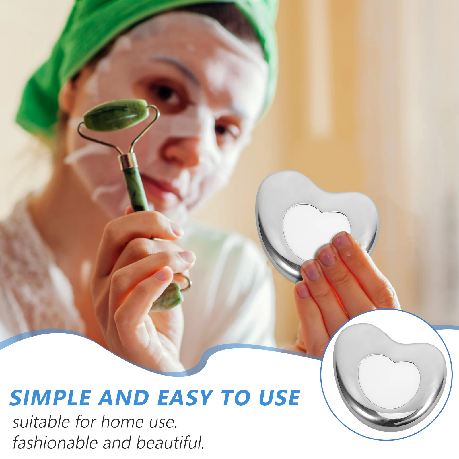 Ferramenta facial guasha raspador de aço inoxidável para massagem facial ferramentas corporais portátil pescoço cuidados com a pele massageador gua sha