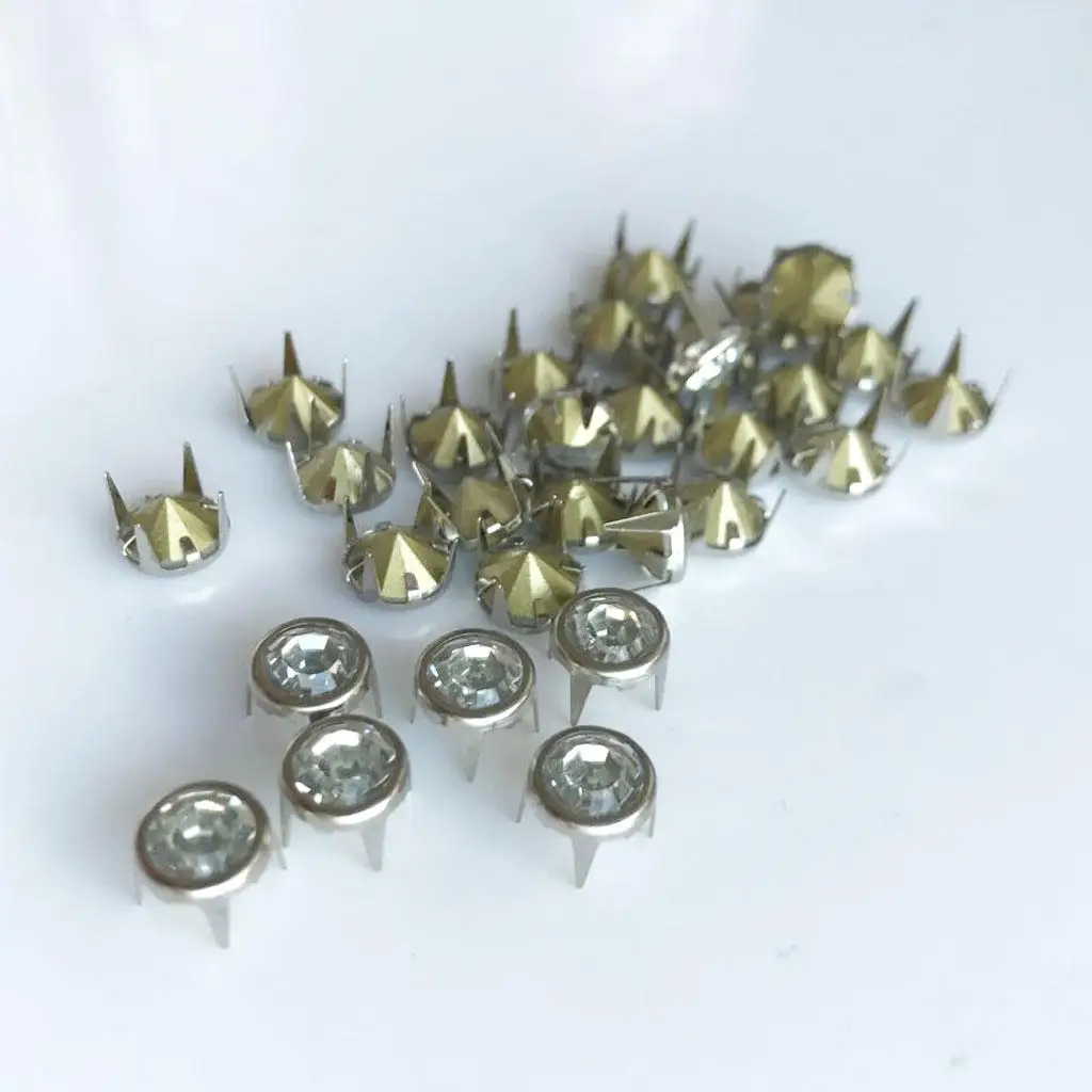 2x 50x Crystal Round Rhinestone Rivet Punk Clothes Rivet Apparel Sewing