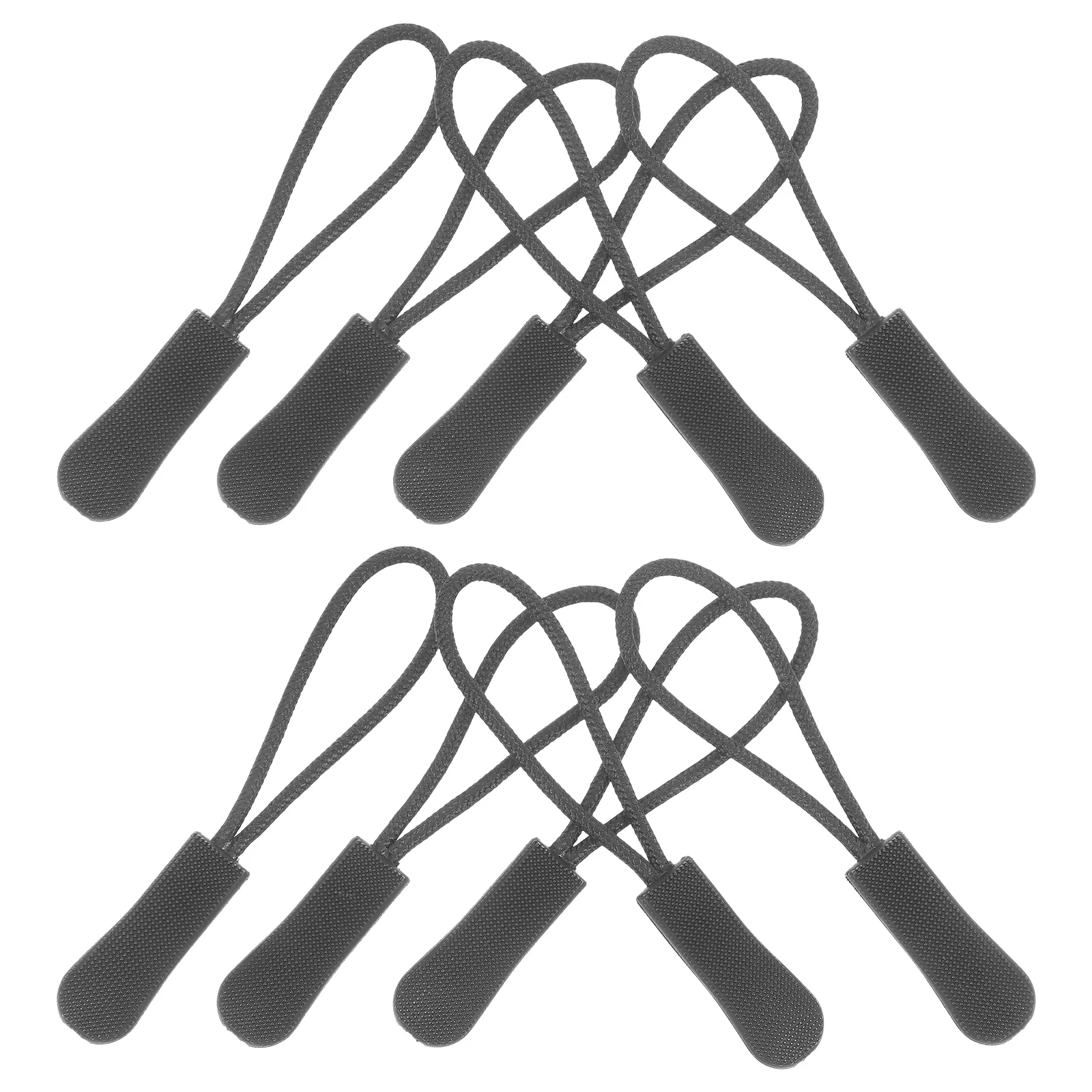 

10pcs Black Nylon Zipper Puller 5cm Slider 4 5cm Rope Lengthen Tags For Garment Sportswear Replacement Mobile Phones Key