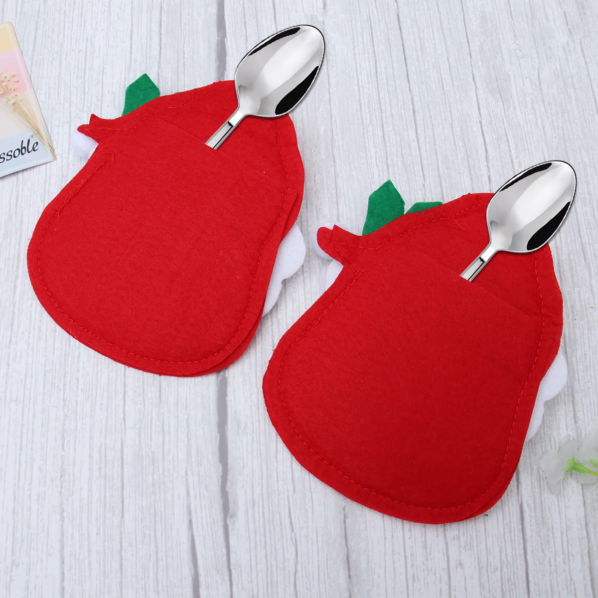 6pcs Christmas Design Knives Forks Pouch Christmas Santa Claus Decorations for Christmas Party Decoration