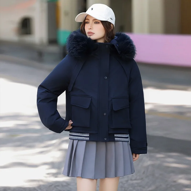 Women's Winter Tops Jacket Cotton Coat Punch Coat Hooded Warm Thickened Vintage Simple Comfortable Leisure Soft Niche Versatile