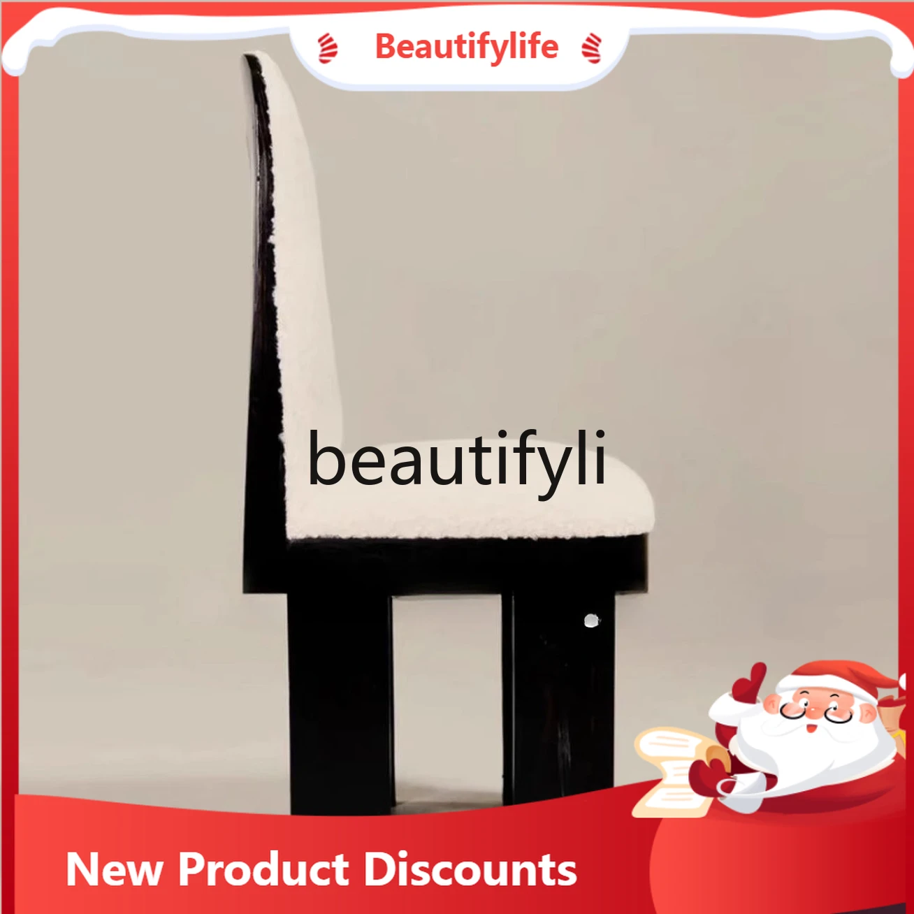 

Asmt51 ss Designer medieval rabbit solid wood dresser living room lamb wool backrest dining chair simple household dining chair