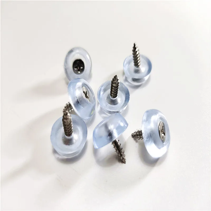 32PCS to 600PCS diameter 15mm 17mm 19mm 27mm clear round rubber foot pad with screw for table chair non-slip clear rubber feet