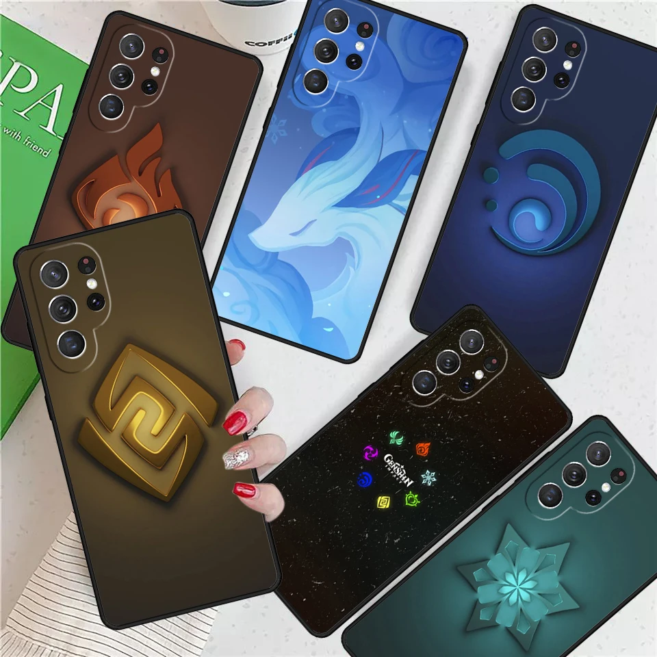 Genshin Impact Elements For Samsung Galaxy S24 Ultra S21 S22 S8 S9 S10E Note 10 20 Plus FE S23 Phone case Cover Coque