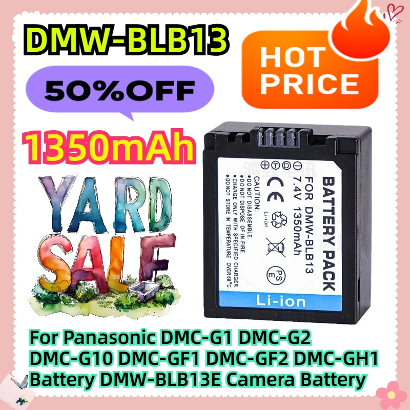 

DMW-BLB13 1350mAh For Panasonic DMC-G1 DMC-G2 DMC-G10 DMC-GF1 DMC-GF2 DMC-GH1 Battery DMW-BLB13E Camera Battery