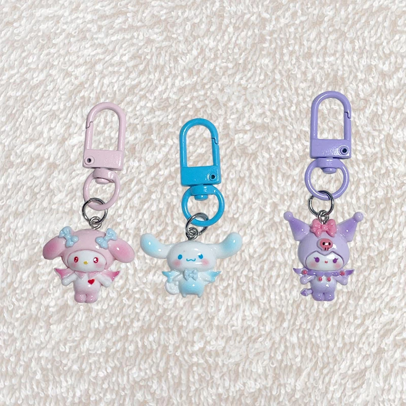 Sweet Sanrio Key Chain Hello Kitty Kuromi Melody Phone Pendant Headphone Case Charm Bag Decor Car Key Ring