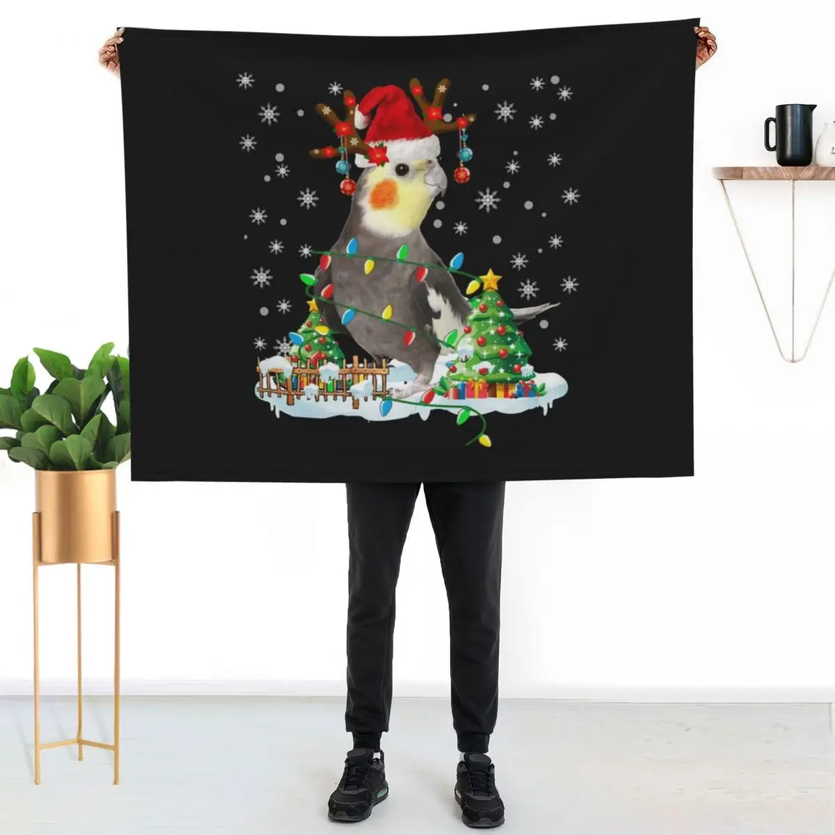Christmas Cockatiel Lover Santa Christmas Lights Long Sleeve T-Shirt. Throw Blanket Bed For Baby Picnic for babies Blankets