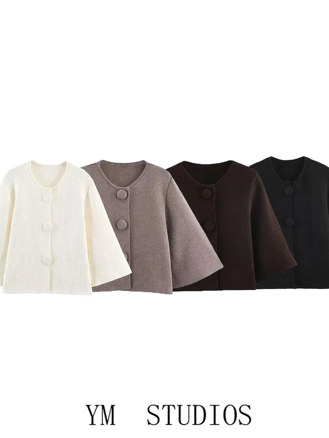 Women's Fashion Short Knitted Jacket round Neck Button up Sleeveless Top Warm Polyester Fiber European Style Autumn Wear