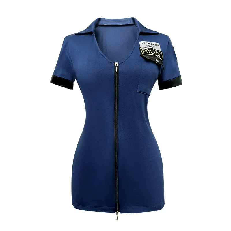 Women Sexy Police Costume Adult Cop Officer Outfit Erotic Clubwear Carnival Halloween Cosplay Fancy Party Dress