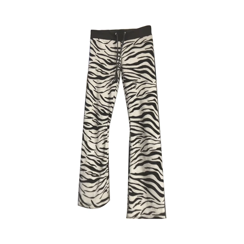 Zebra stripe pattern trousers rock aesthetic harajuku Y2K bottoms straight grunge punk fashion casual abi retro women's trousers